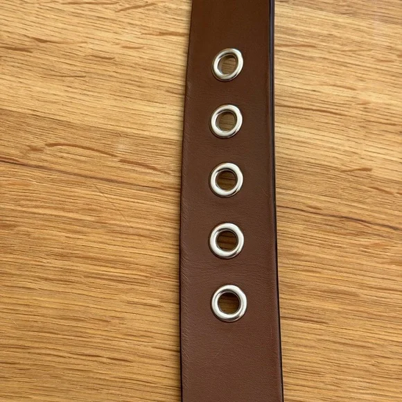 Coach Factory Brown Leather Grommet Belt XL 1.5” Silver Buckle FS3980 NWT